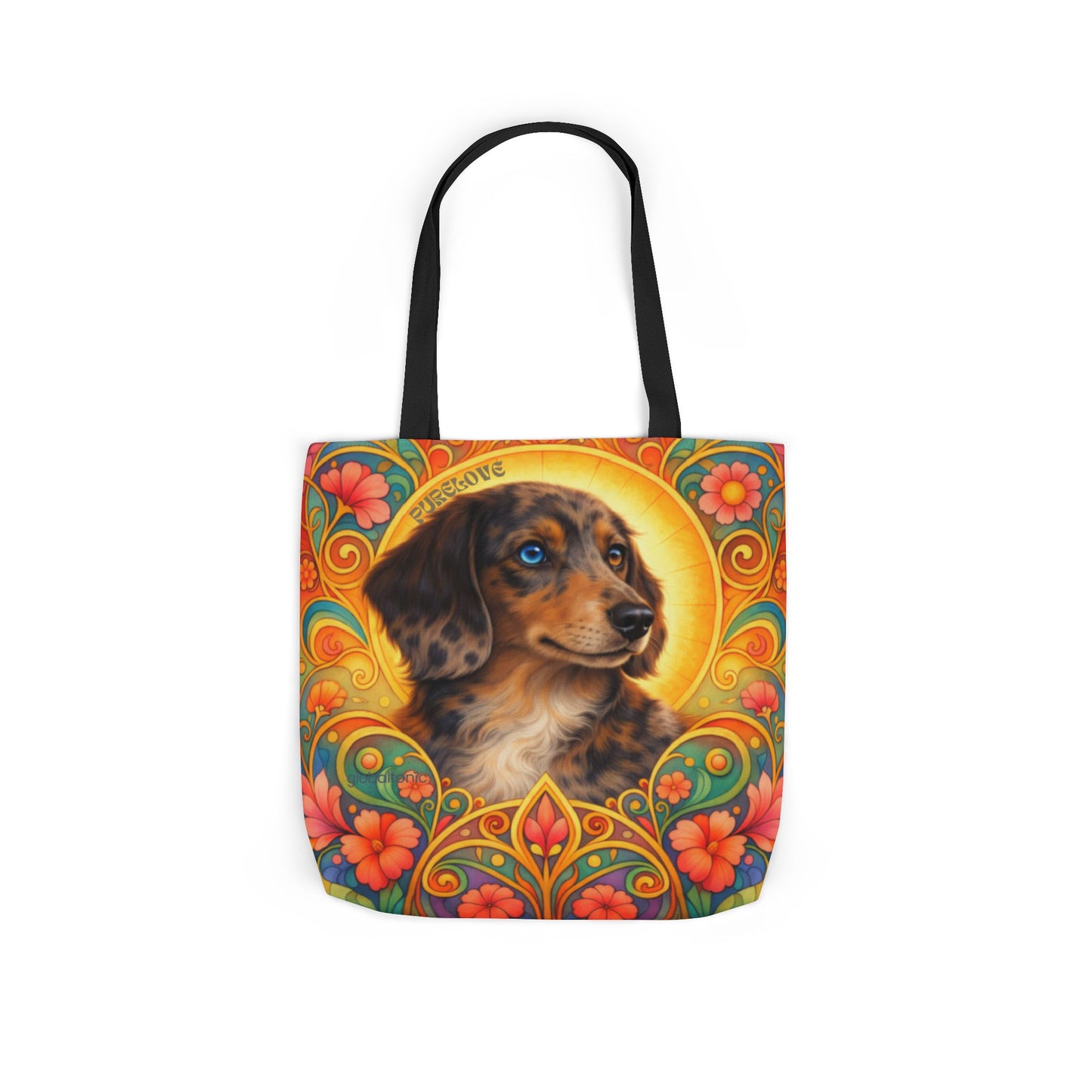 Dachshund Merle Wirehaired All-Over Print Canvas Tote Bag – Colourful Artistic Dog Lover Gift