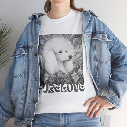 Poodle White Vintage Unisex Cotton Tee for Dog Lovers (Black & White)