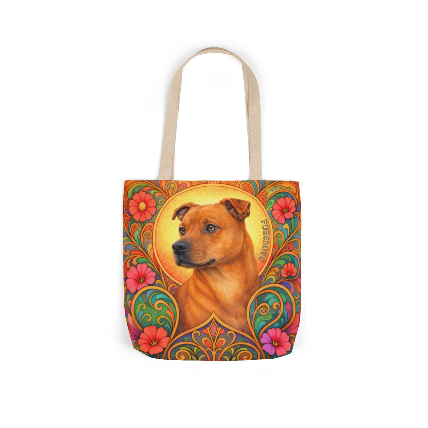 Staffy Tan All-Over Print Canvas Tote Bag – Colourful Artistic Dog Lover Gift