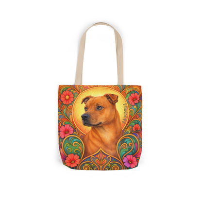 Staffy Tan All-Over Print Canvas Tote Bag – Colourful Artistic Dog Lover Gift
