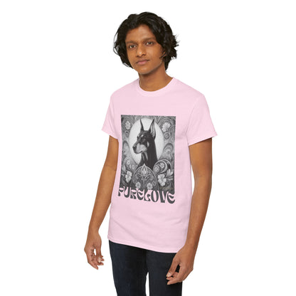 Doberman Vintage Unisex Cotton Tee for Dog Lovers (Black & White)