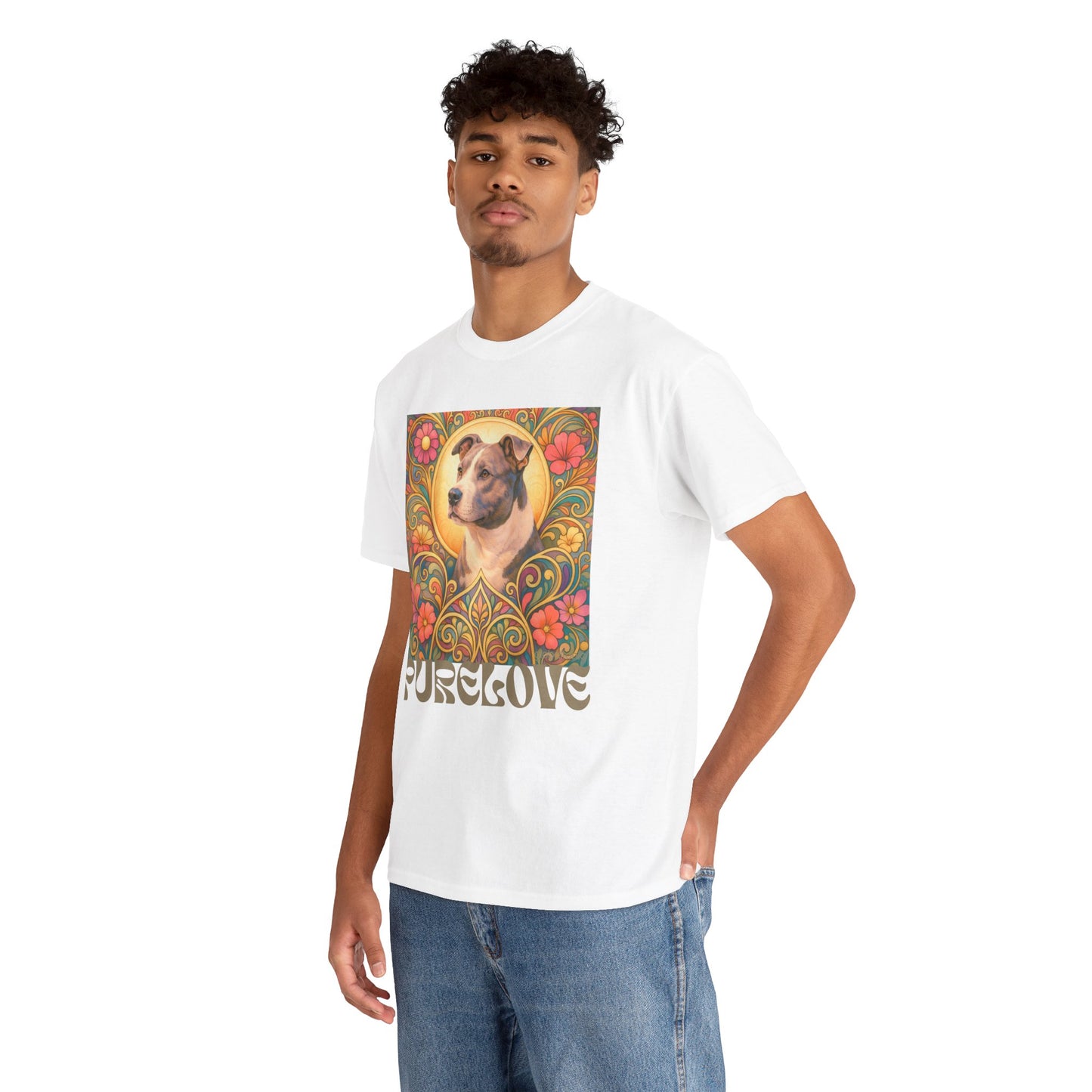 Staffy Grey & White Vintage Graphic T-Shirt – Unisex Cotton Tee for Dog Lovers