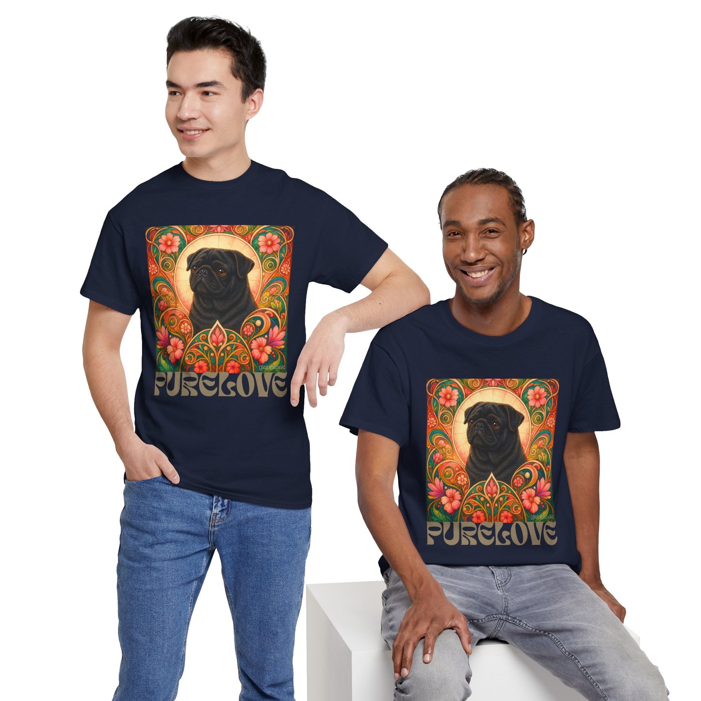 Pug Black Vintage Graphic T-Shirt – Unisex Cotton Tee for Dog Lovers