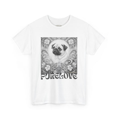 Pug Tan Vintage Unisex Cotton Tee for Dog Lovers (Black & White T-Shirt)