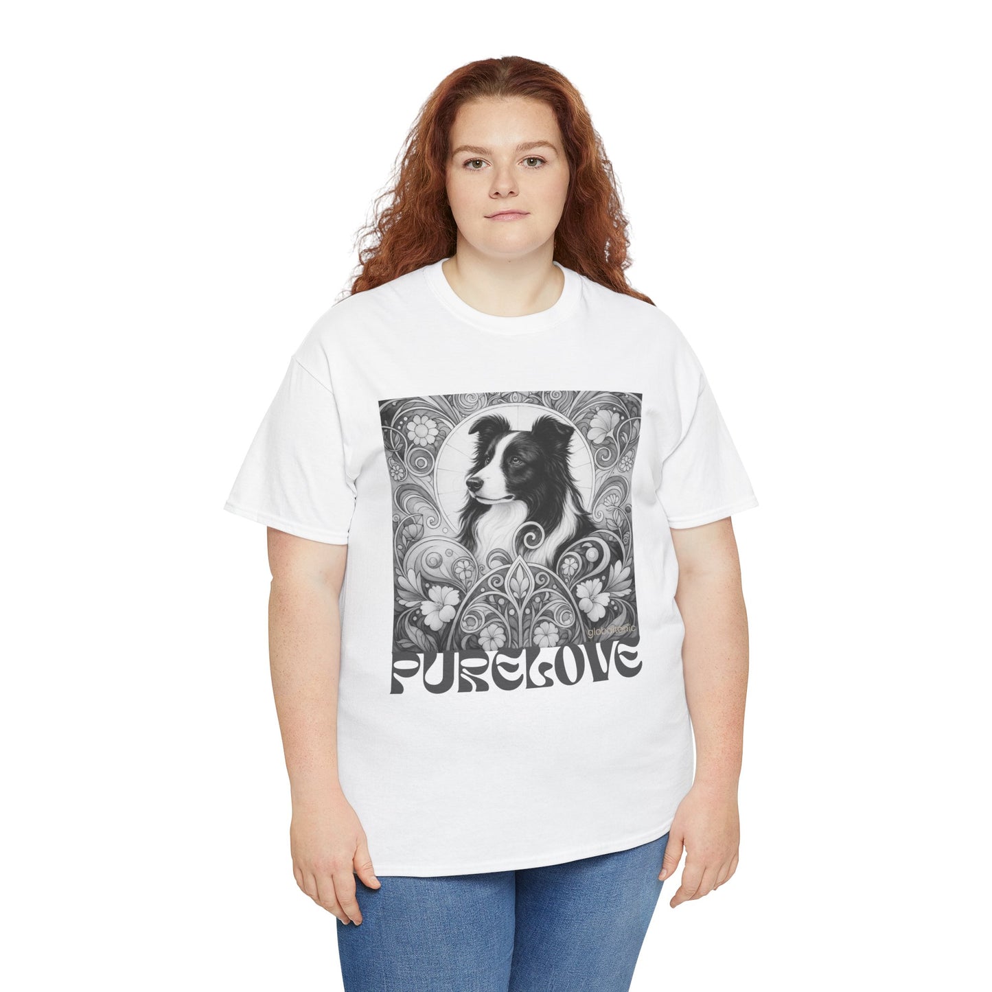 Border Collie Vintage Unisex Cotton Tee for Dog Lovers (Black & White)