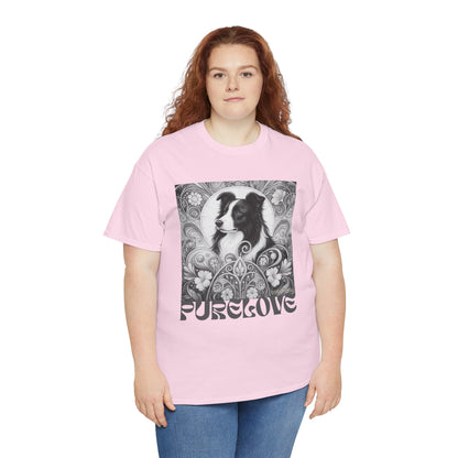 Border Collie Vintage Unisex Cotton Tee for Dog Lovers (Black & White)