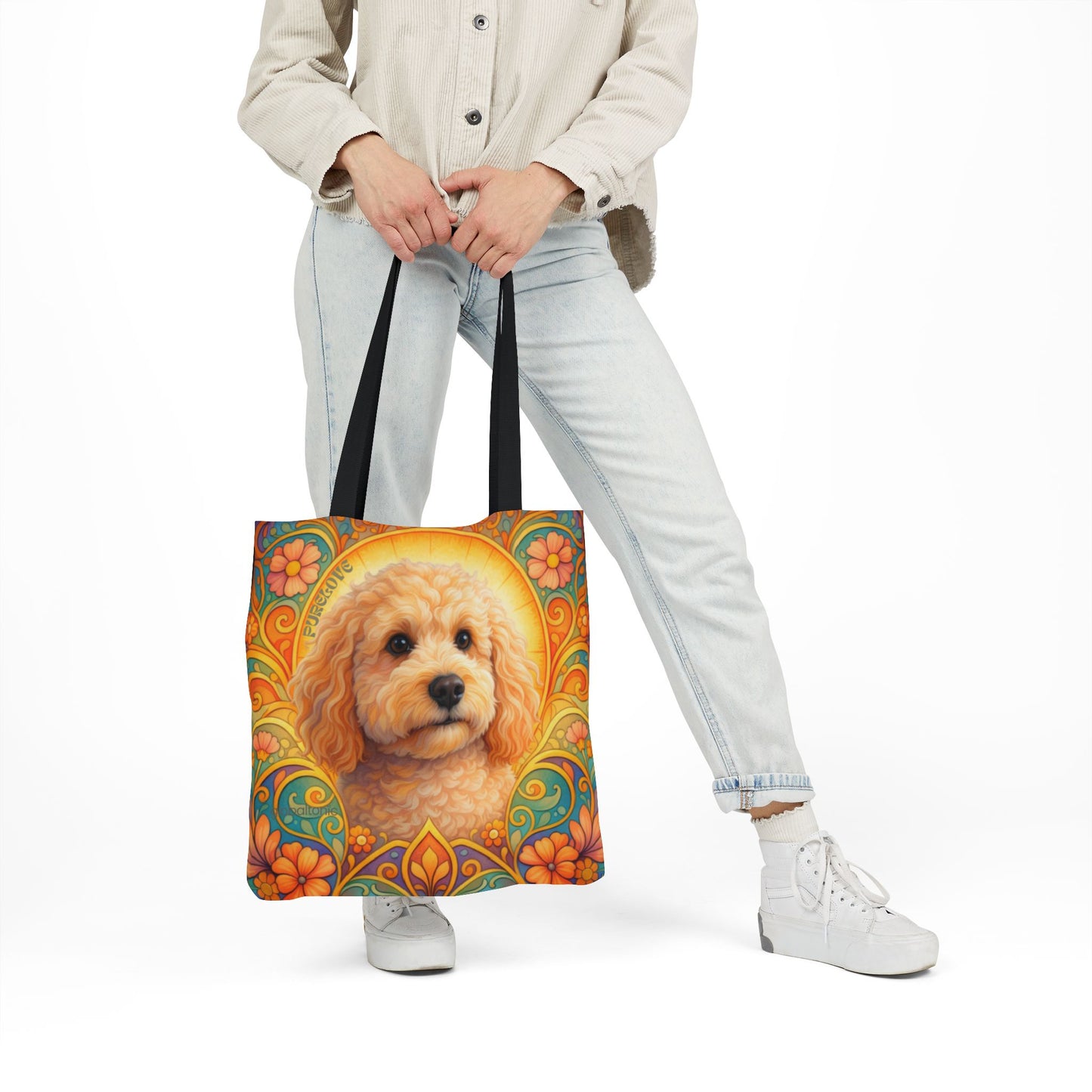 Goldendoodle (Groodle) All-Over Print Canvas Tote Bag – Colourful Artistic Dog Lover Gift