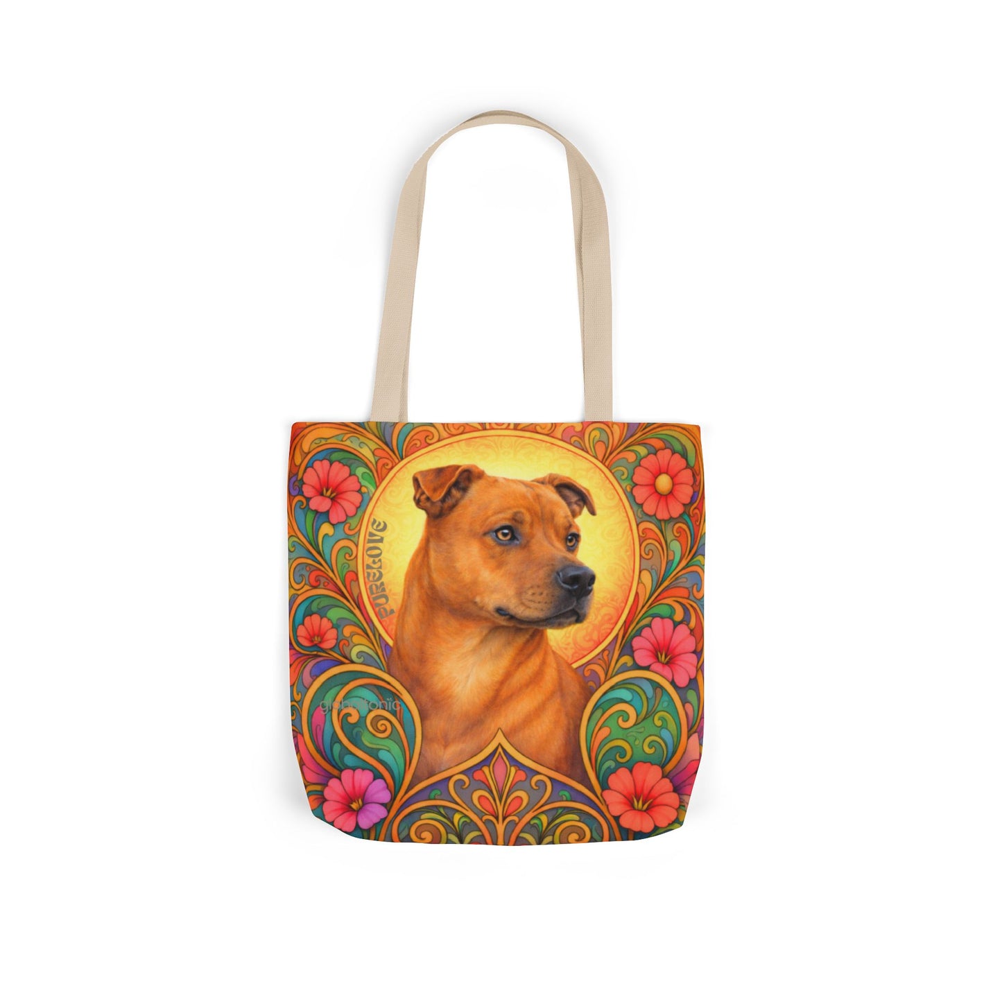 Staffy Tan All-Over Print Canvas Tote Bag – Colourful Artistic Dog Lover Gift
