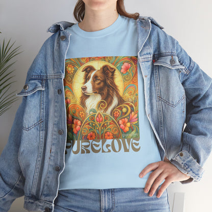 Border Collie (Chocolate & White) Vintage Graphic T-Shirt – Unisex Cotton Tee for Dog Lovers