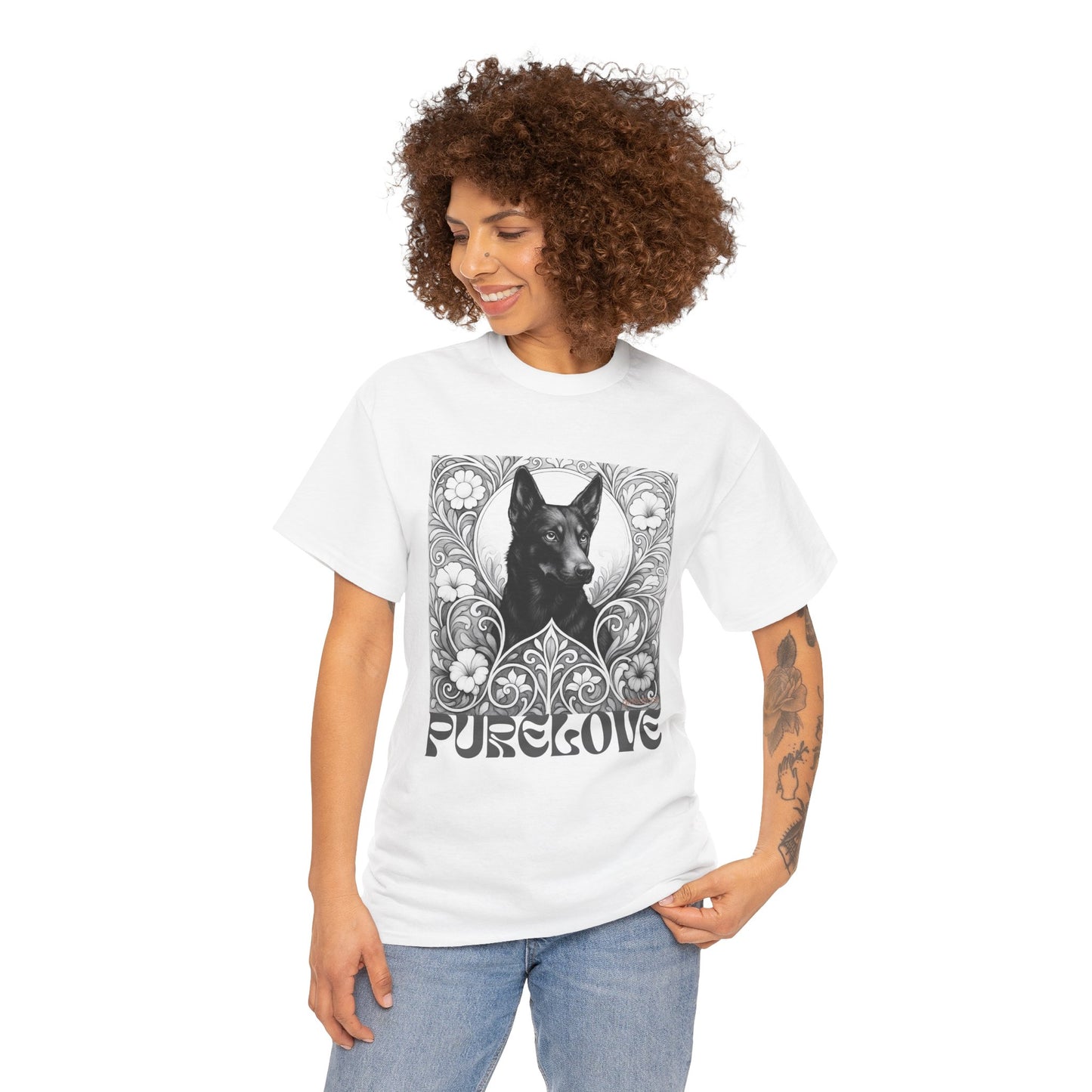Kelpie Black Vintage Unisex Cotton Tee for Dog Lovers (Black & White)