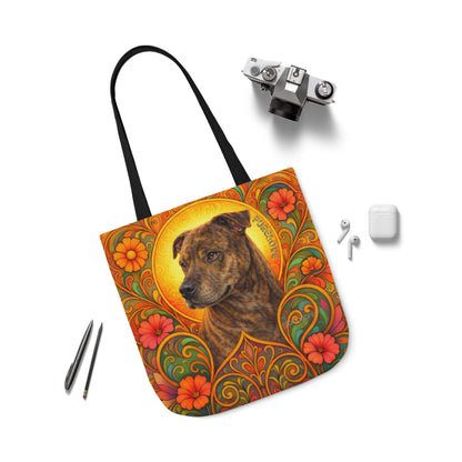 Staffy Brown All-Over Print Canvas Tote Bag – Colourful Artistic Dog Lover Gift