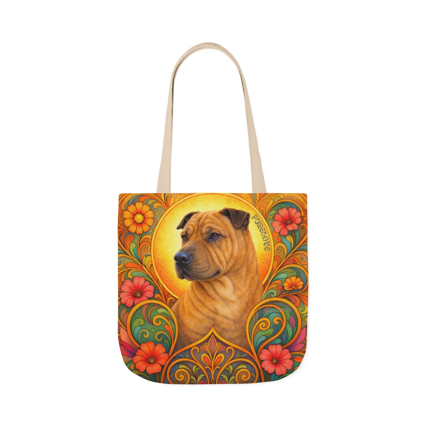Shar Pei All-Over Print Canvas Tote Bag – Colourful Artistic Dog Lover Gift
