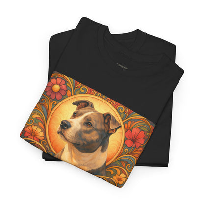 Staffy Grey & White Vintage Graphic T-Shirt – Unisex Cotton Tee for Dog Lovers