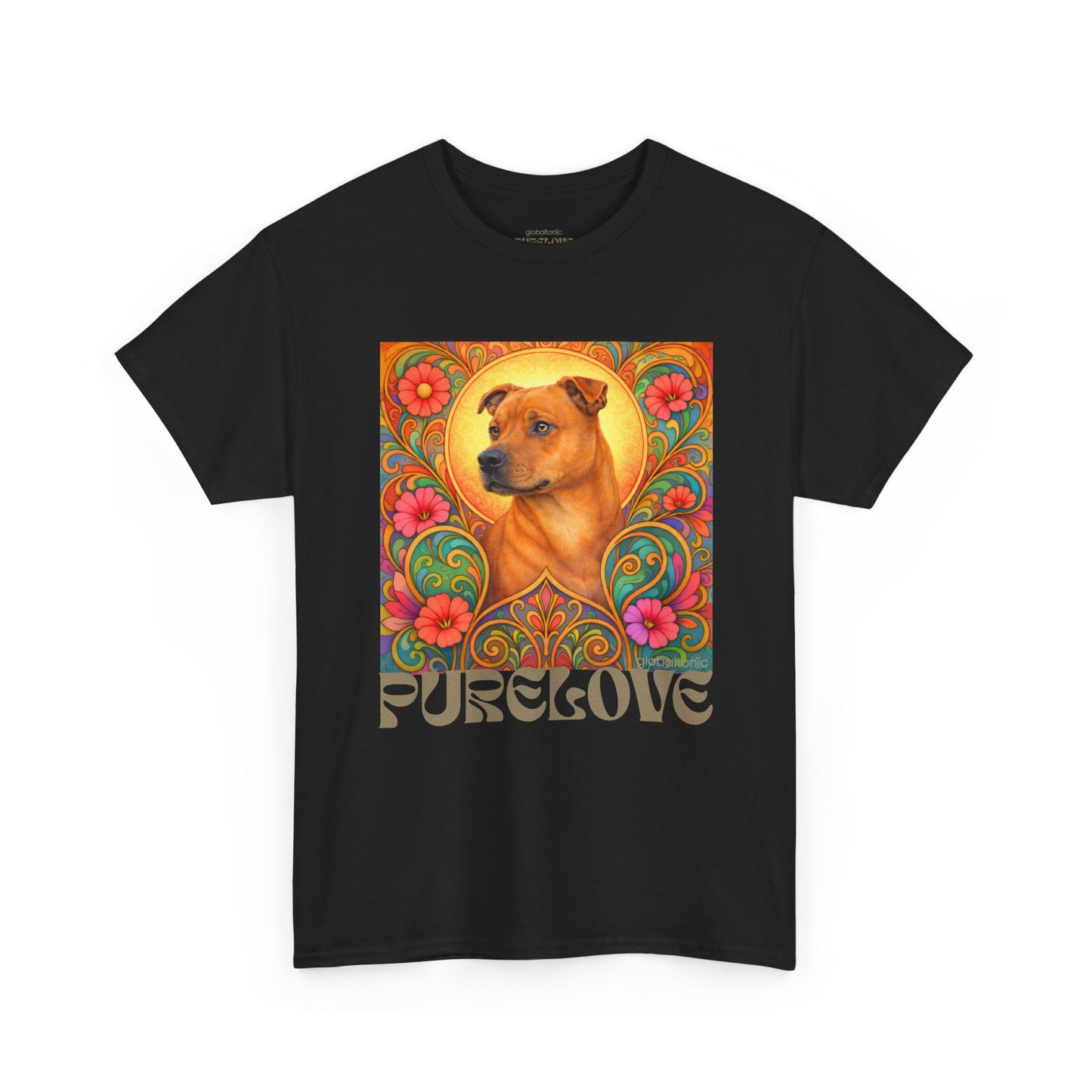Staffy Tan Vintage Graphic T-Shirt – Unisex Cotton Tee for Dog Lovers