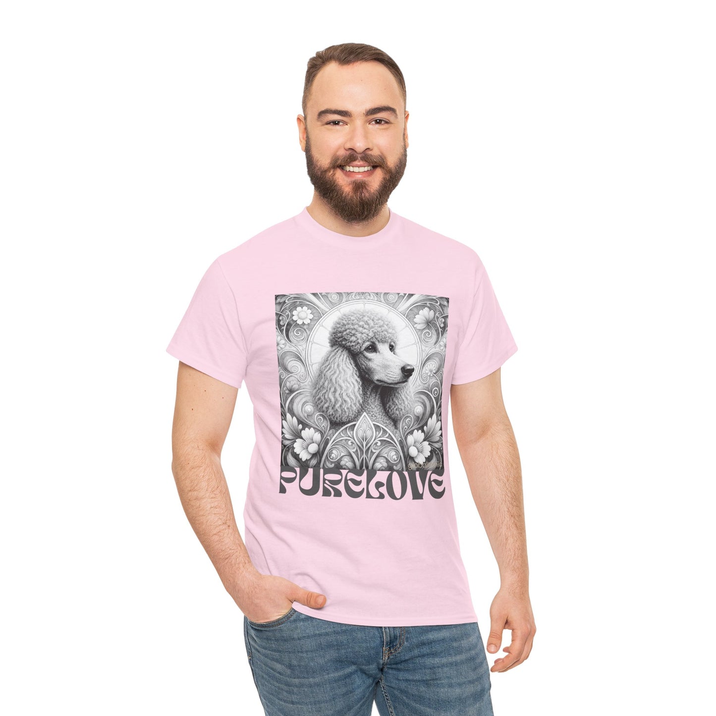 Poodle Grey Vintage Unisex Cotton Tee for Dog Lovers (Black & White)