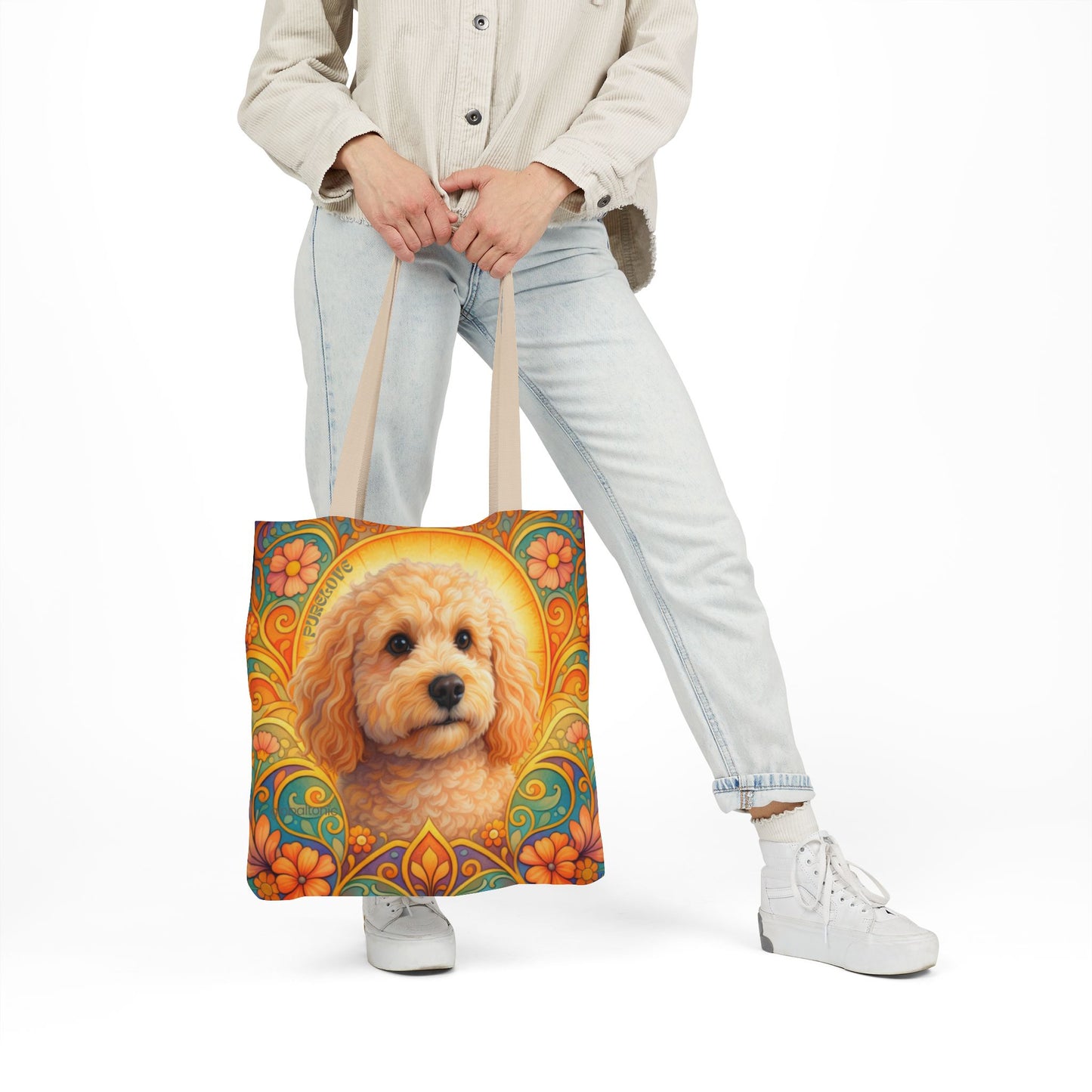 Goldendoodle (Groodle) All-Over Print Canvas Tote Bag – Colourful Artistic Dog Lover Gift