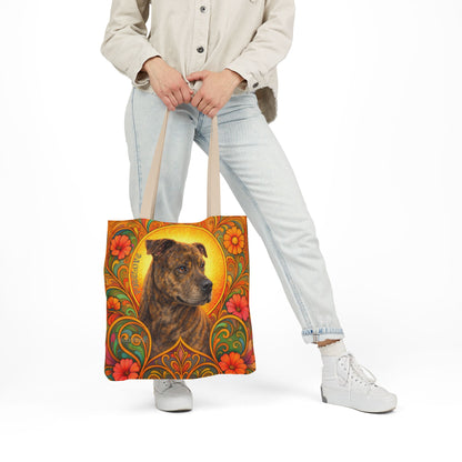 Staffy Brown All-Over Print Canvas Tote Bag – Colourful Artistic Dog Lover Gift