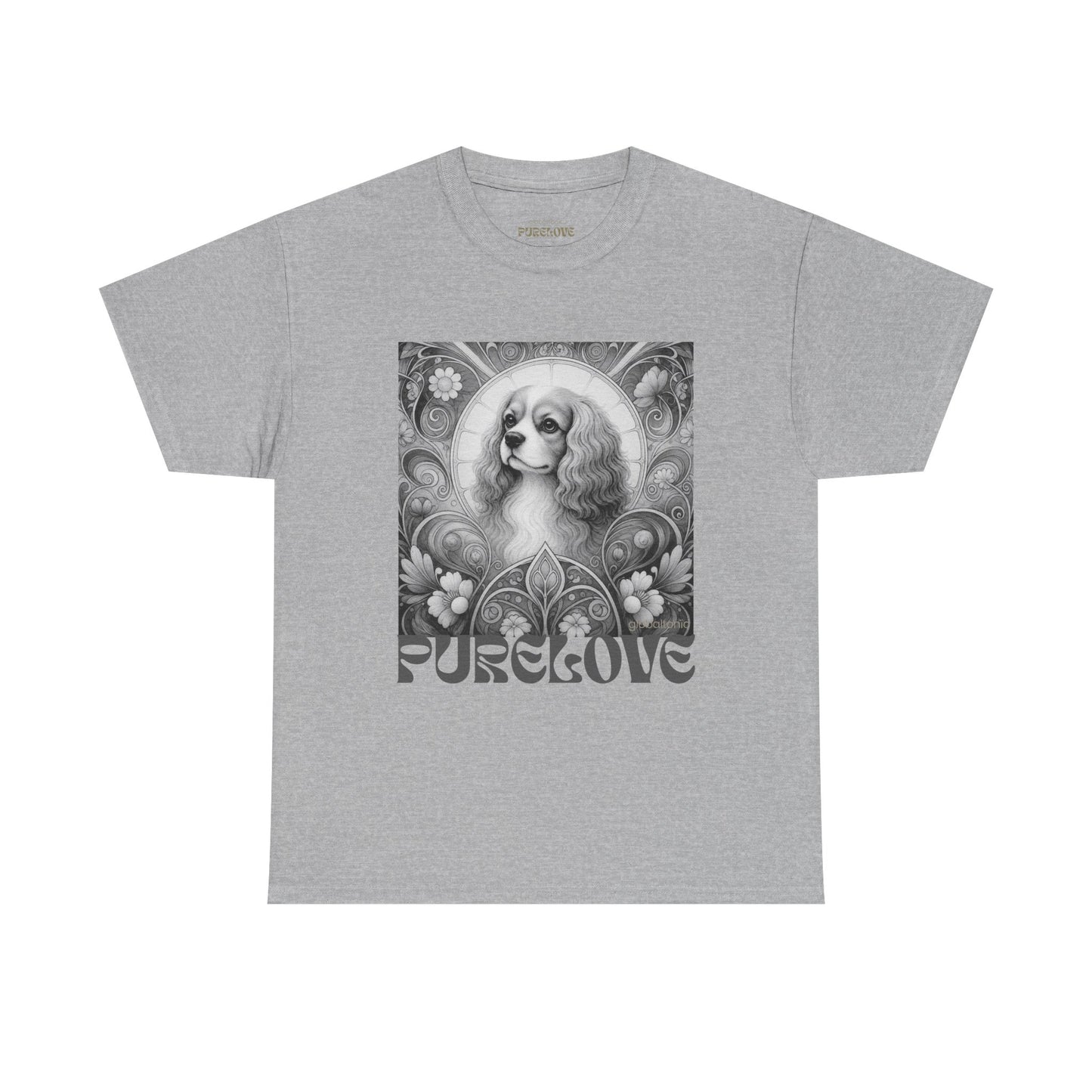 Cavalier King Charles Spaniel Vintage Unisex Cotton Tee for Dog Lovers (Black & White)