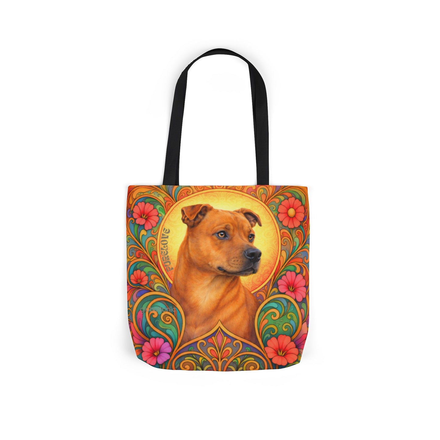 Staffy Tan All-Over Print Canvas Tote Bag – Colourful Artistic Dog Lover Gift