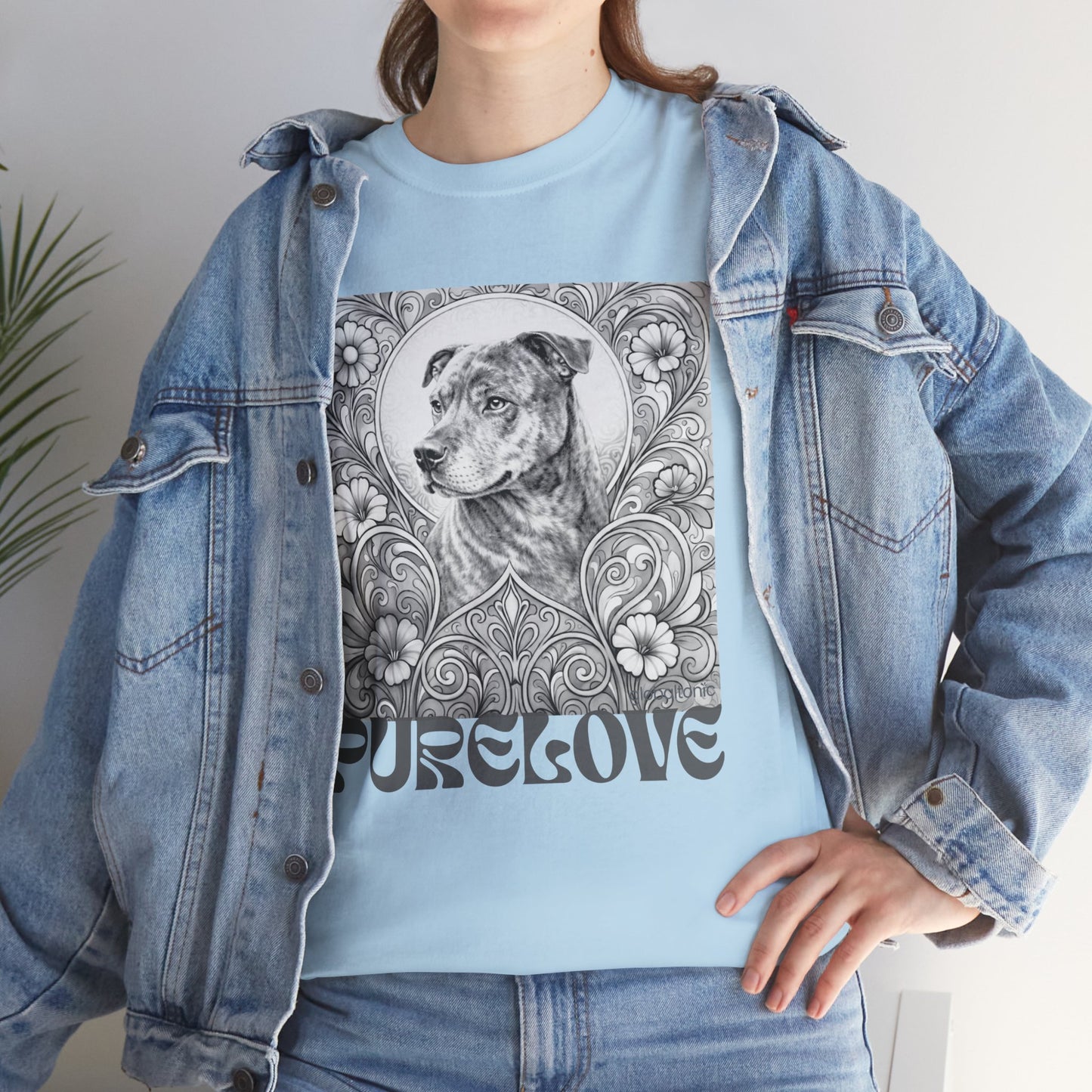 Staffy Brown Brindle Vintage Graphic T-Shirt – Unisex Cotton Tee for Dog Lovers (Black & White)