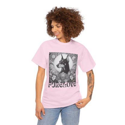 Doberman Vintage Unisex Cotton Tee for Dog Lovers (Black & White)