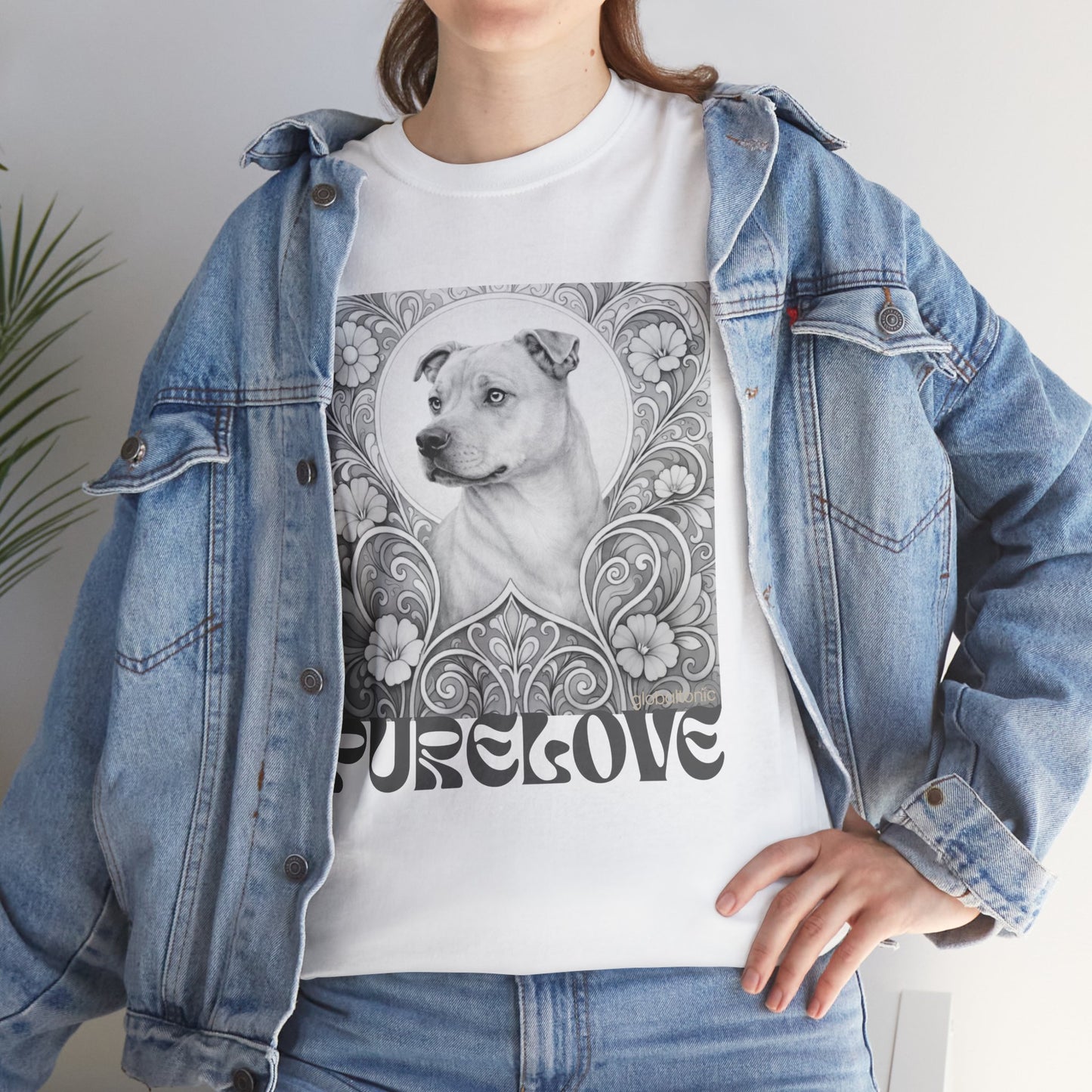 Staffy Tan Vintage Graphic T-Shirt – Unisex Cotton Tee for Dog Lovers (Black & White)