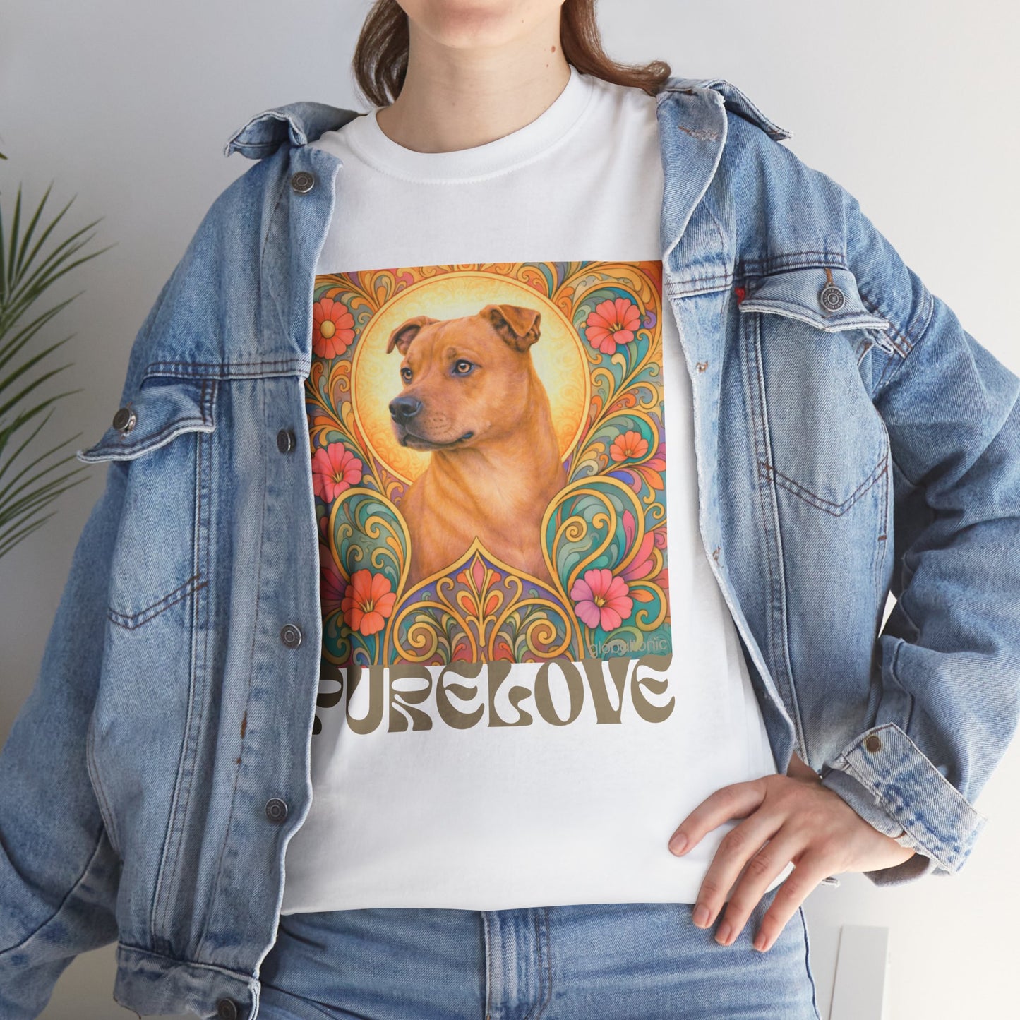 Staffy Tan Vintage Graphic T-Shirt – Unisex Cotton Tee for Dog Lovers