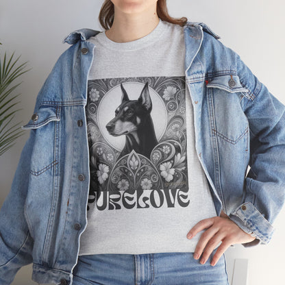 Doberman Vintage Unisex Cotton Tee for Dog Lovers (Black & White)