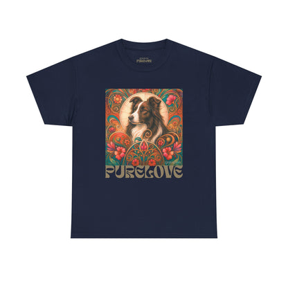 Border Collie (Chocolate & White) Vintage Graphic T-Shirt – Unisex Cotton Tee for Dog Lovers
