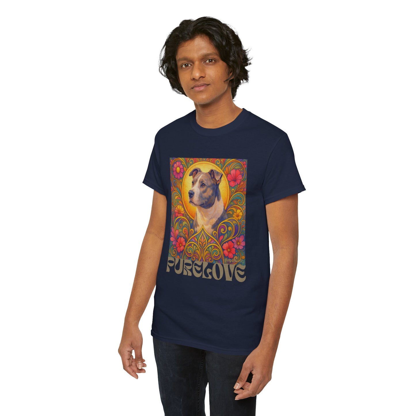 Staffy Grey & White Vintage Graphic T-Shirt – Unisex Cotton Tee for Dog Lovers