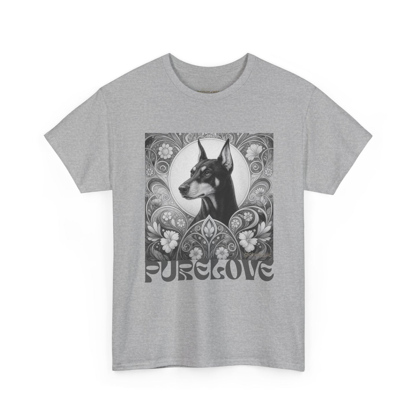Doberman Vintage Unisex Cotton Tee for Dog Lovers (Black & White)