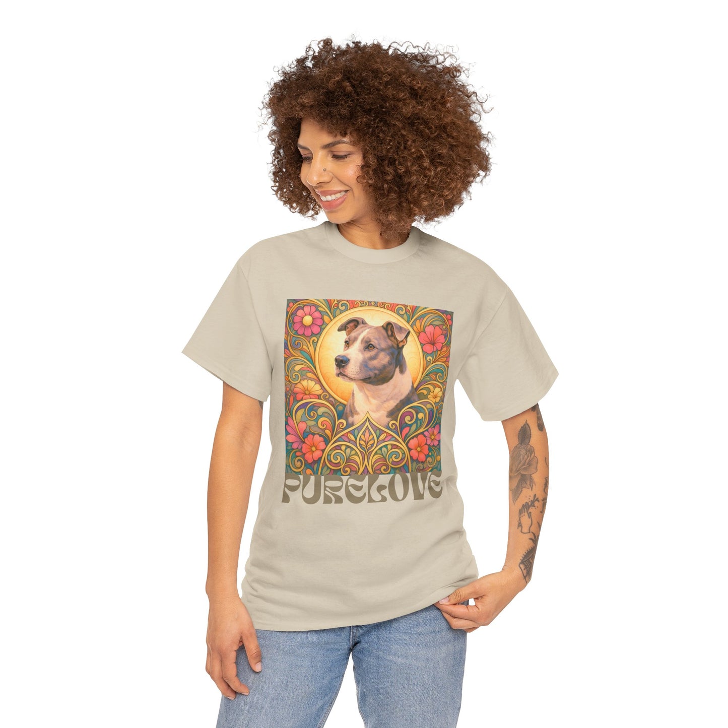 Staffy Grey & White Vintage Graphic T-Shirt – Unisex Cotton Tee for Dog Lovers