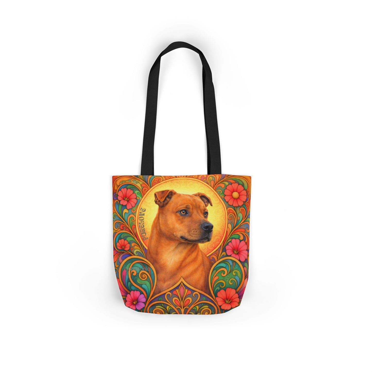Staffy Tan All-Over Print Canvas Tote Bag – Colourful Artistic Dog Lover Gift