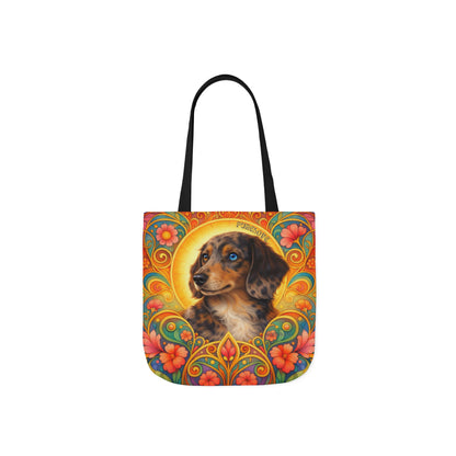 Dachshund Merle Wirehaired All-Over Print Canvas Tote Bag – Colourful Artistic Dog Lover Gift
