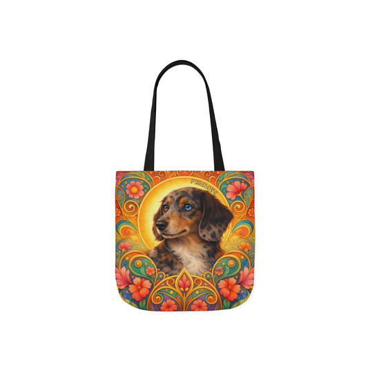 Dachshund Merle Wirehaired All-Over Print Canvas Tote Bag – Colourful Artistic Dog Lover Gift
