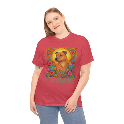 Staffy Tan Vintage Graphic T-Shirt – Unisex Cotton Tee for Dog Lovers