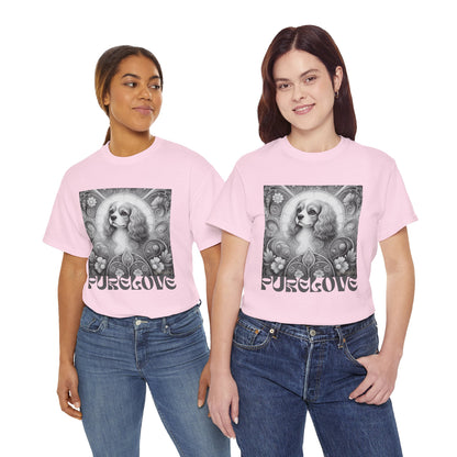 Cavalier King Charles Spaniel Vintage Unisex Cotton Tee for Dog Lovers (Black & White)