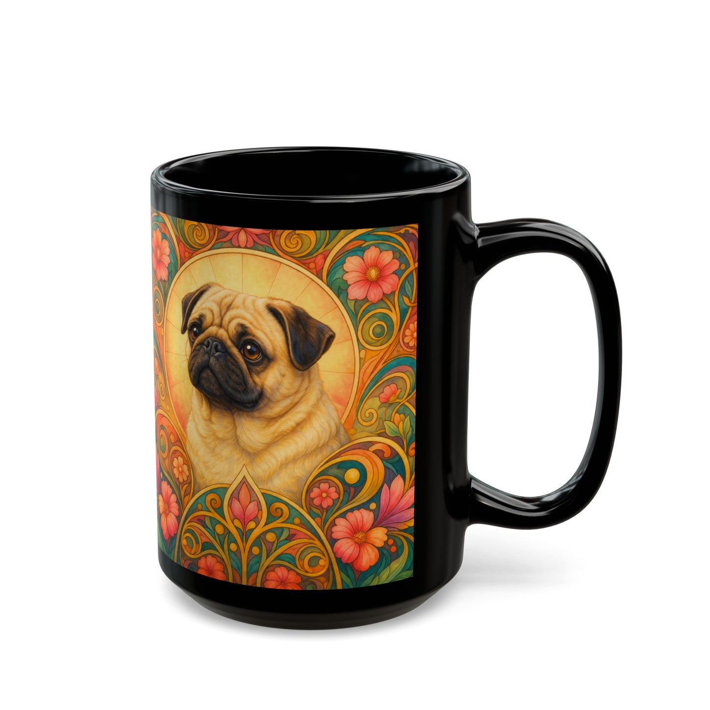 Pug Dog Lover Black Mug – Vintage Pet Themed Cup for Gifts & Home Decor