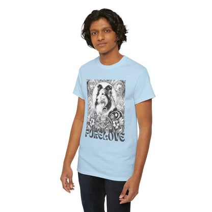 Collie Vintage Unisex Cotton Tee for Dog Lovers (Black & White)