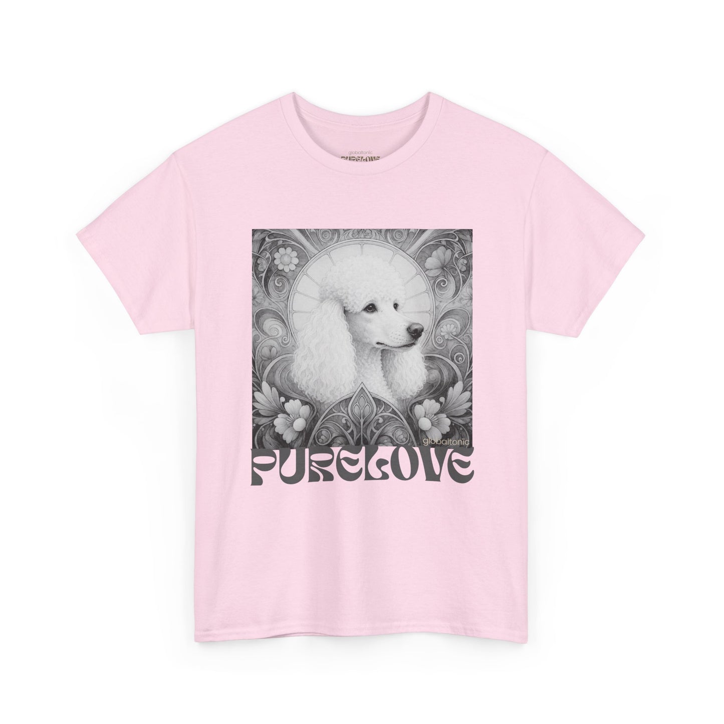 Poodle White Vintage Unisex Cotton Tee for Dog Lovers (Black & White)