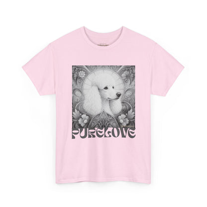 Poodle White Vintage Unisex Cotton Tee for Dog Lovers (Black & White)
