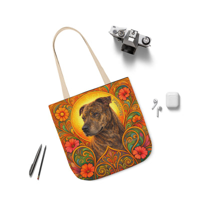 Staffy Brown All-Over Print Canvas Tote Bag – Colourful Artistic Dog Lover Gift