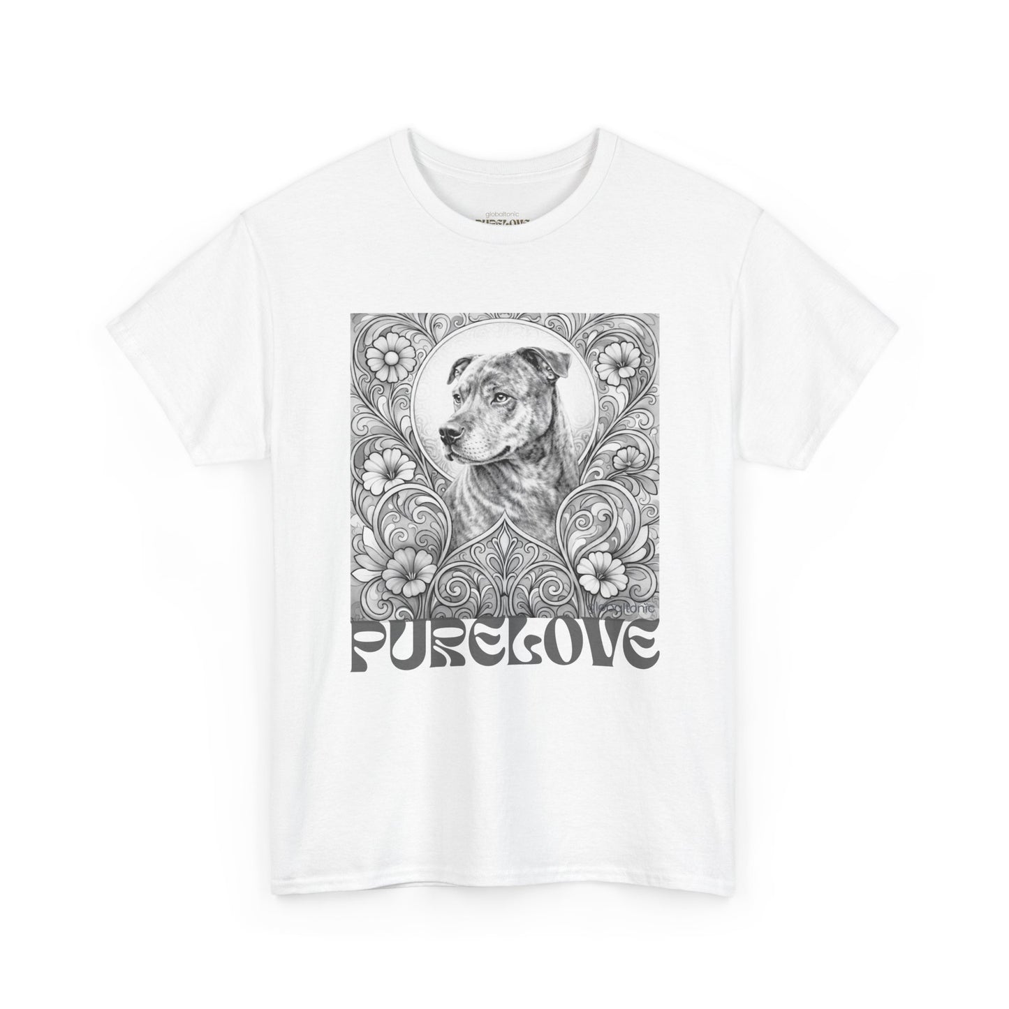 Staffy Brown Brindle Vintage Graphic T-Shirt – Unisex Cotton Tee for Dog Lovers (Black & White)