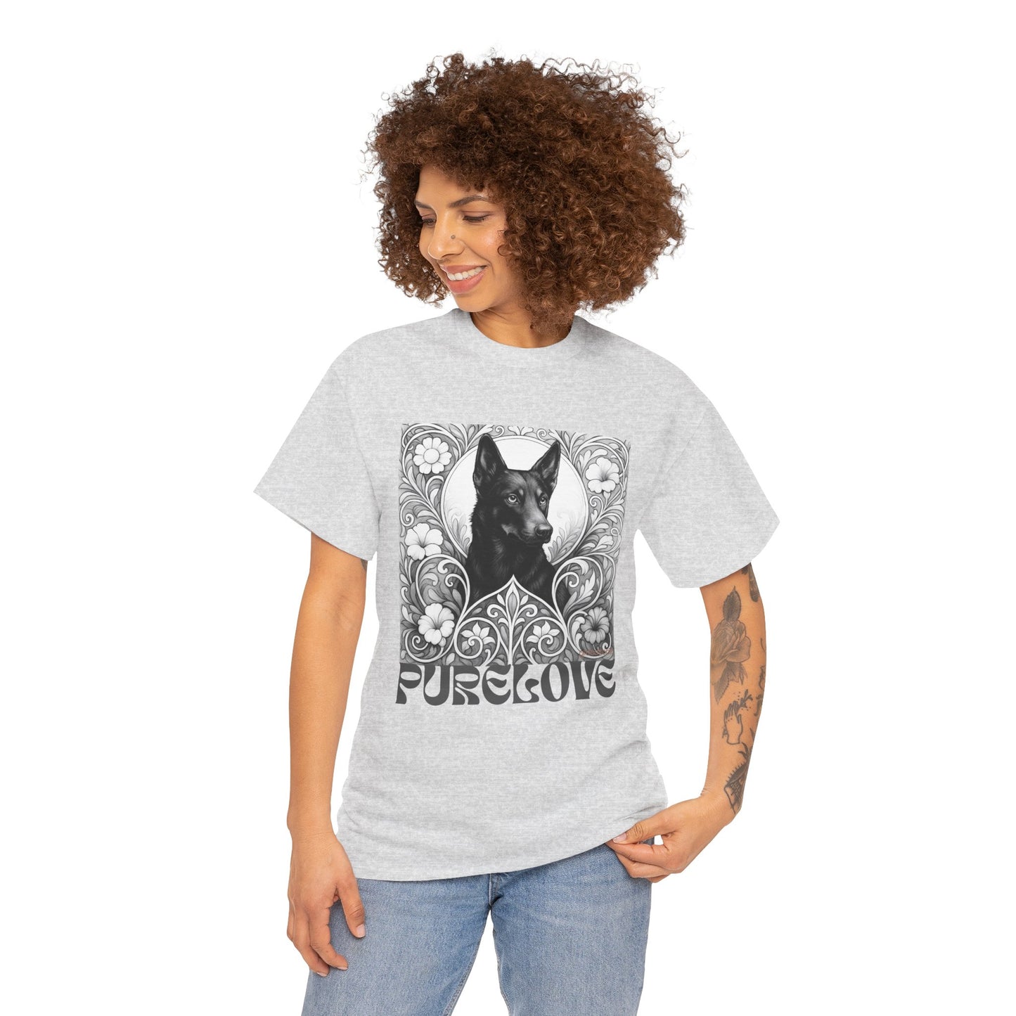 Kelpie Black Vintage Unisex Cotton Tee for Dog Lovers (Black & White)
