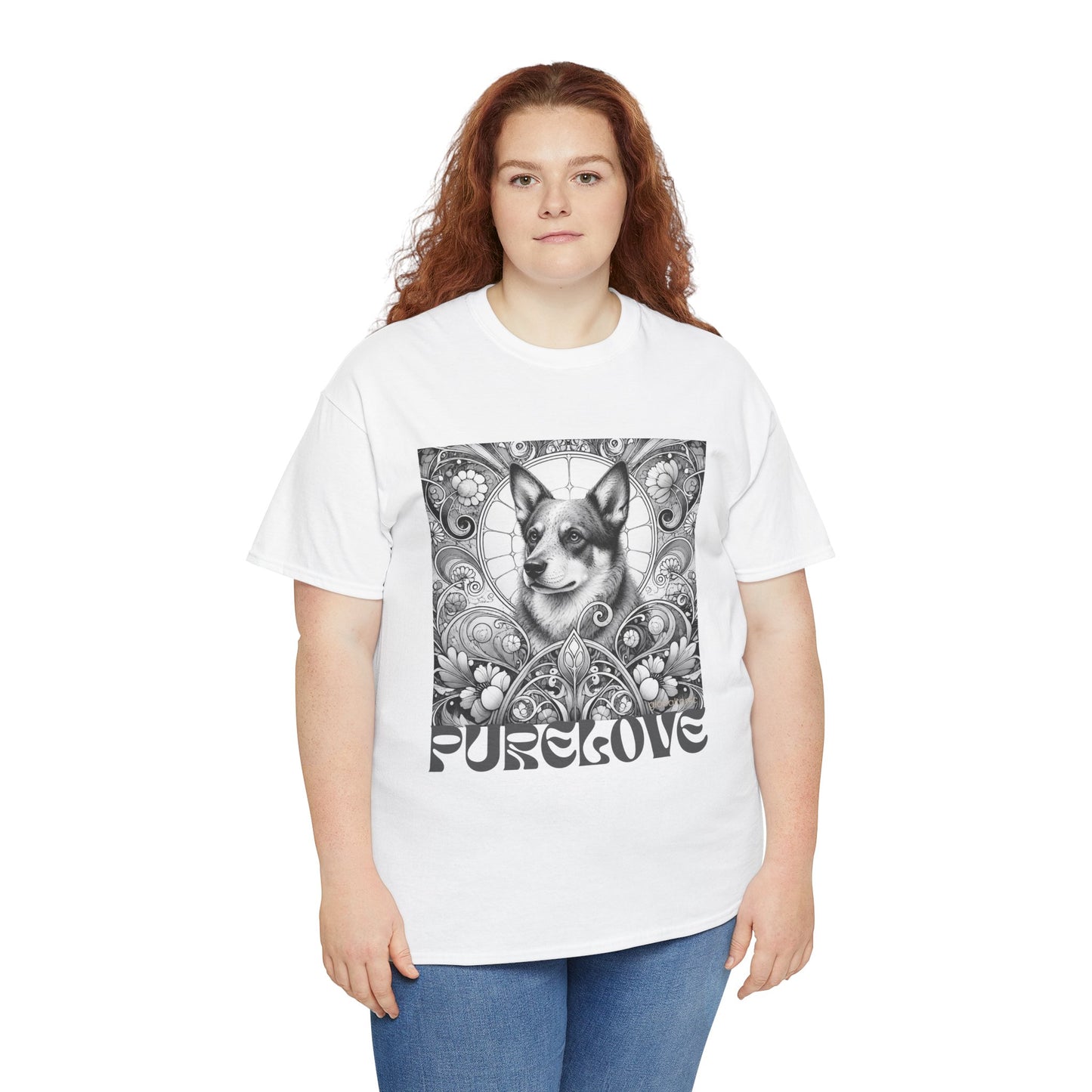 Australian Blue Heeler Vintage Unisex Cotton Tee for Dog Lovers (Black & White)