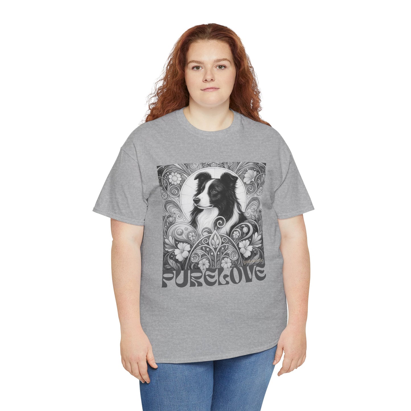 Border Collie Vintage Unisex Cotton Tee for Dog Lovers (Black & White)