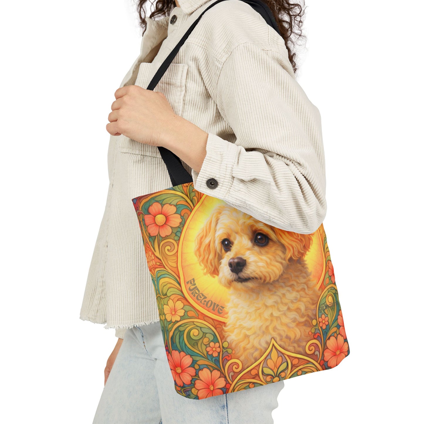 Foxypoo (Foodle) All-Over Print Canvas Tote Bag – Colourful Artistic Dog Lover Gift