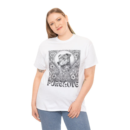 Staffy Brown Brindle Vintage Graphic T-Shirt – Unisex Cotton Tee for Dog Lovers (Black & White)