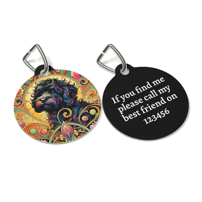 Black Cavapoo (Cavoodle) Dog Tag - Vintage Design Gift for Dog Lovers & Pet Owners
