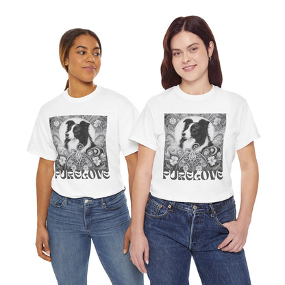 Border Collie Vintage Unisex Cotton Tee for Dog Lovers (Black & White)